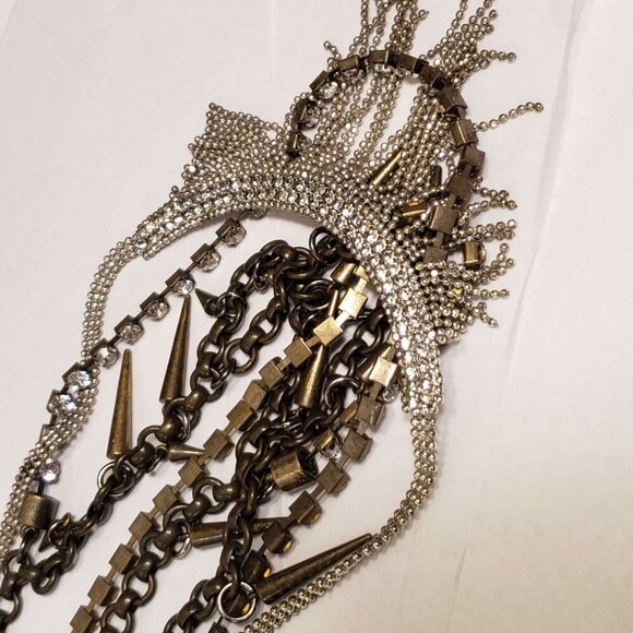 J.Crew Fenton and Fallon Collaboration Necklace Spikes Rhinestones - Picture 8 of 10